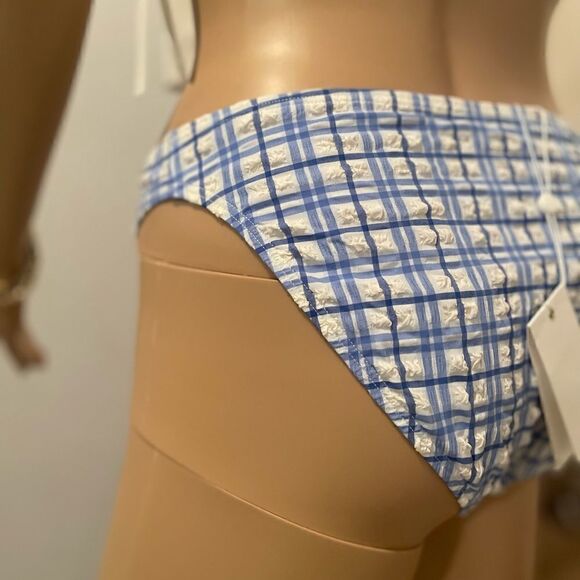 TORY BURCH Blue Plaid Hipster Swimwear Bottom L - Picture 4 of 5